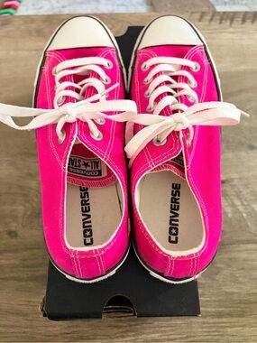 Converse Hot Pink Low-Top Canvas Sneakers - Women's